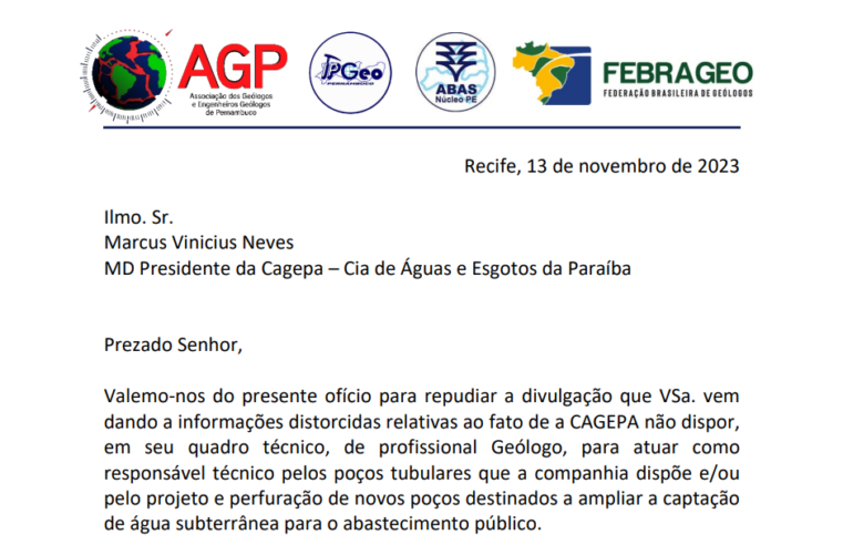 Nota de repúdio ao presidente da CAGEPA
