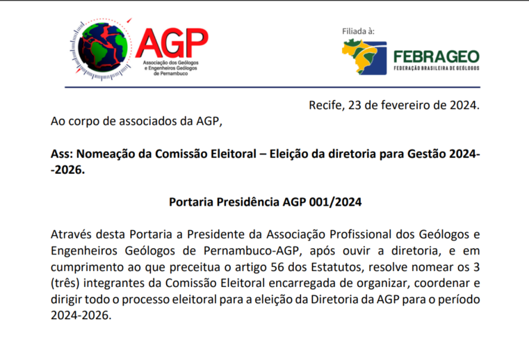 Definição da Comissão Eleitoral – Eleição da Diretoria 2024-2026