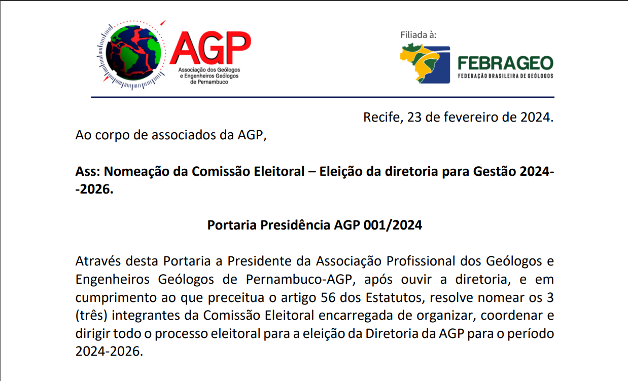 Definição da Comissão Eleitoral – Eleição da Diretoria 2024-2026